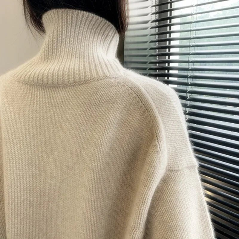 Cashmere Sweater Women High Neck Pullover - Polendo Design