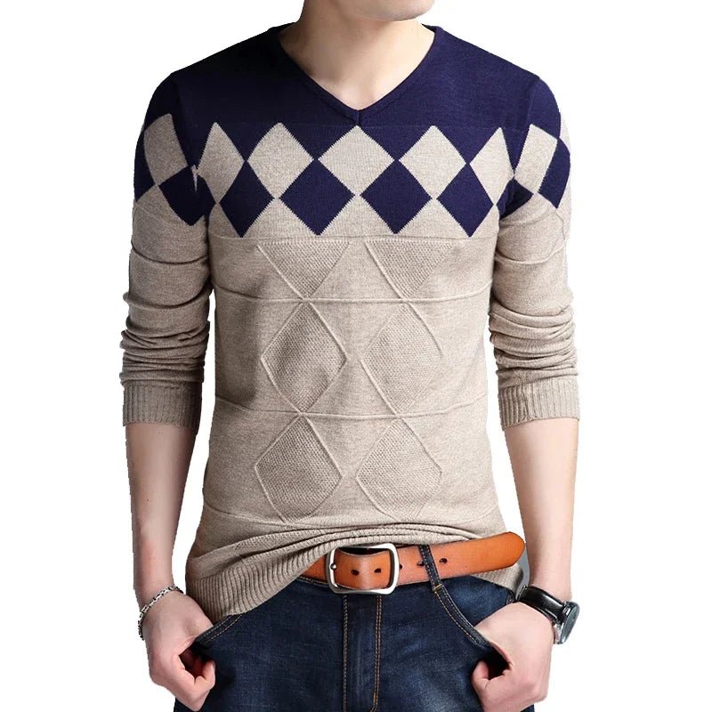 Classic V-Neck Sweater Men's Vintage Style - Polendo Design