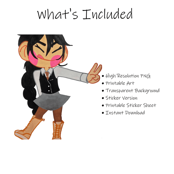 Dai Peace Girl Full Character Pack – PNG Illustration &amp; Sticker Assets - Polendo Design