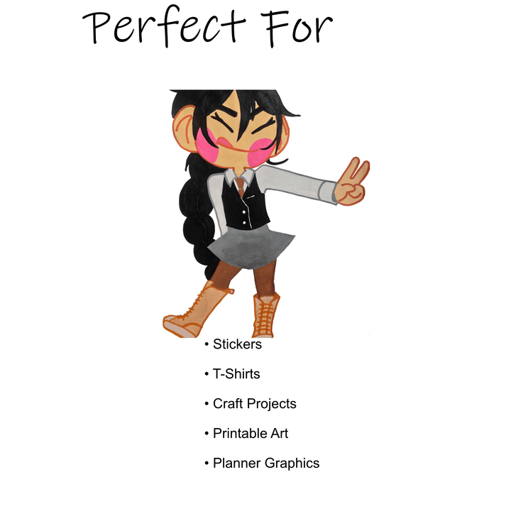 Dai Peace Girl Full Character Pack – PNG Illustration &amp; Sticker Assets - Polendo Design