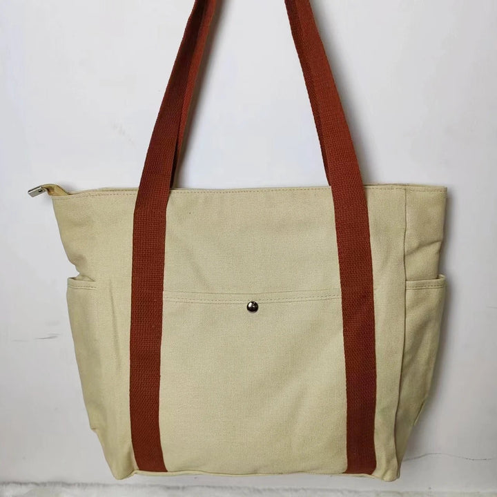 Everyday Black Canvas Tote Bag with Pockets - Polendo Design