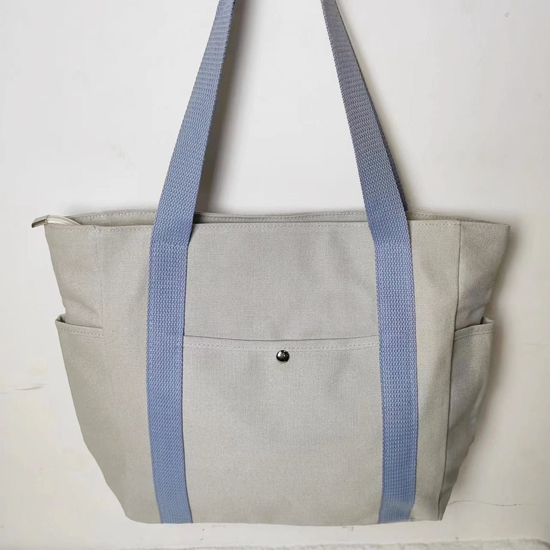 Everyday Black Canvas Tote Bag with Pockets - Polendo Design