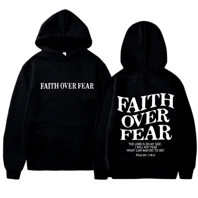"FAITH OVER FEAR" Men's Tops Hoodie - Polendo Design