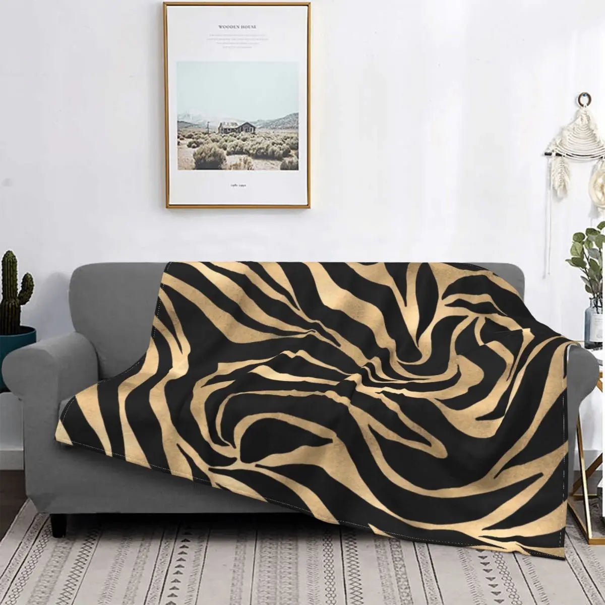 Golden Zebra Luxe Throw Blanket - Polendo Design