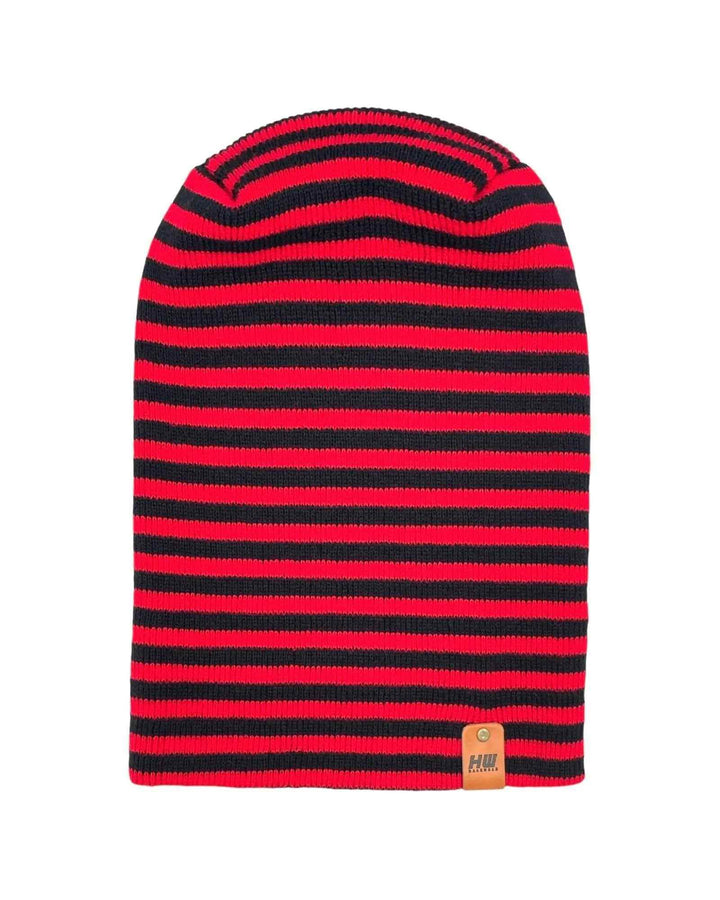 HAAKWEAR H Stitch RORO Cuffed Beanie (Patented) Black / Red, Made in USA - Polendo Design