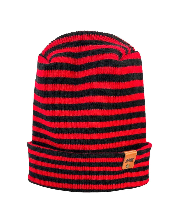 HAAKWEAR H Stitch RORO Cuffed Beanie (Patented) Black / Red, Made in USA - Polendo Design