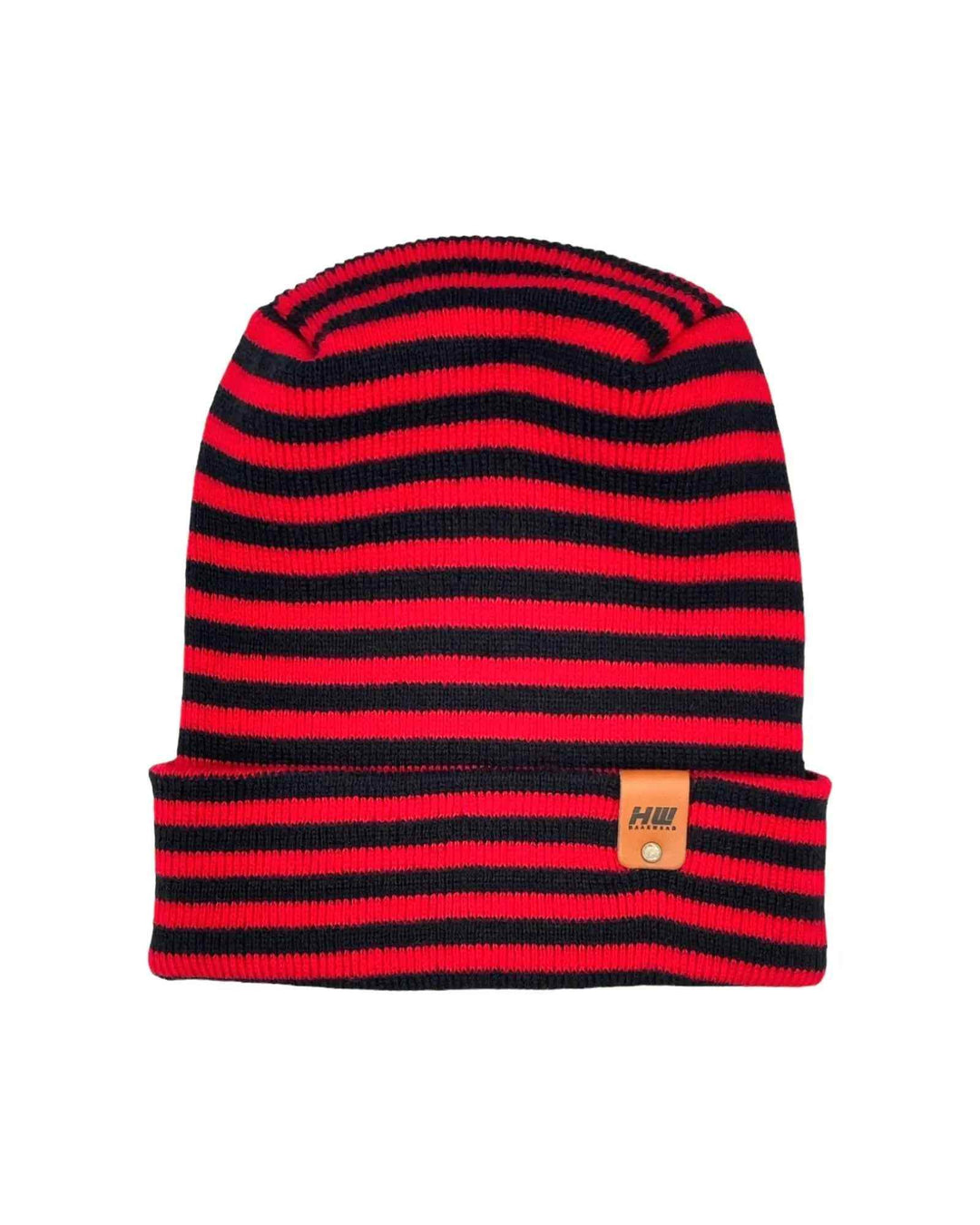 HAAKWEAR H Stitch RORO Cuffed Beanie (Patented) Black / Red, Made in USA - Polendo Design