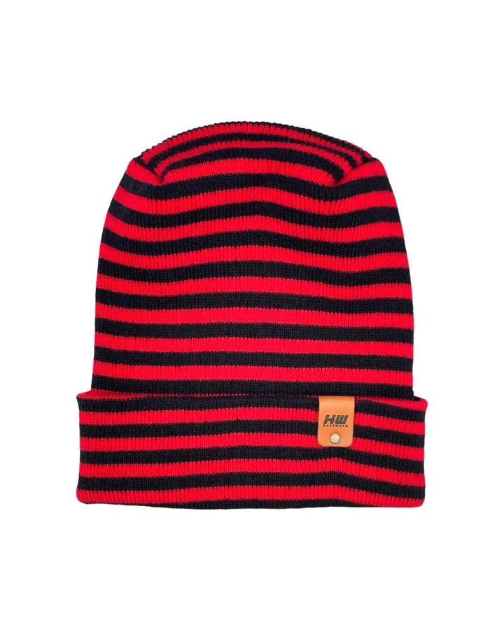 HAAKWEAR H Stitch RORO Cuffed Beanie (Patented) Black / Red, Made in USA - Polendo Design