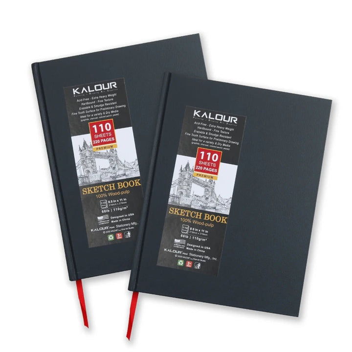 Hard Cover Sketchbook 2-Pack 8.5x11 – 110 Sheets Each - Polendo Design hard cover sketchbook 2 pack