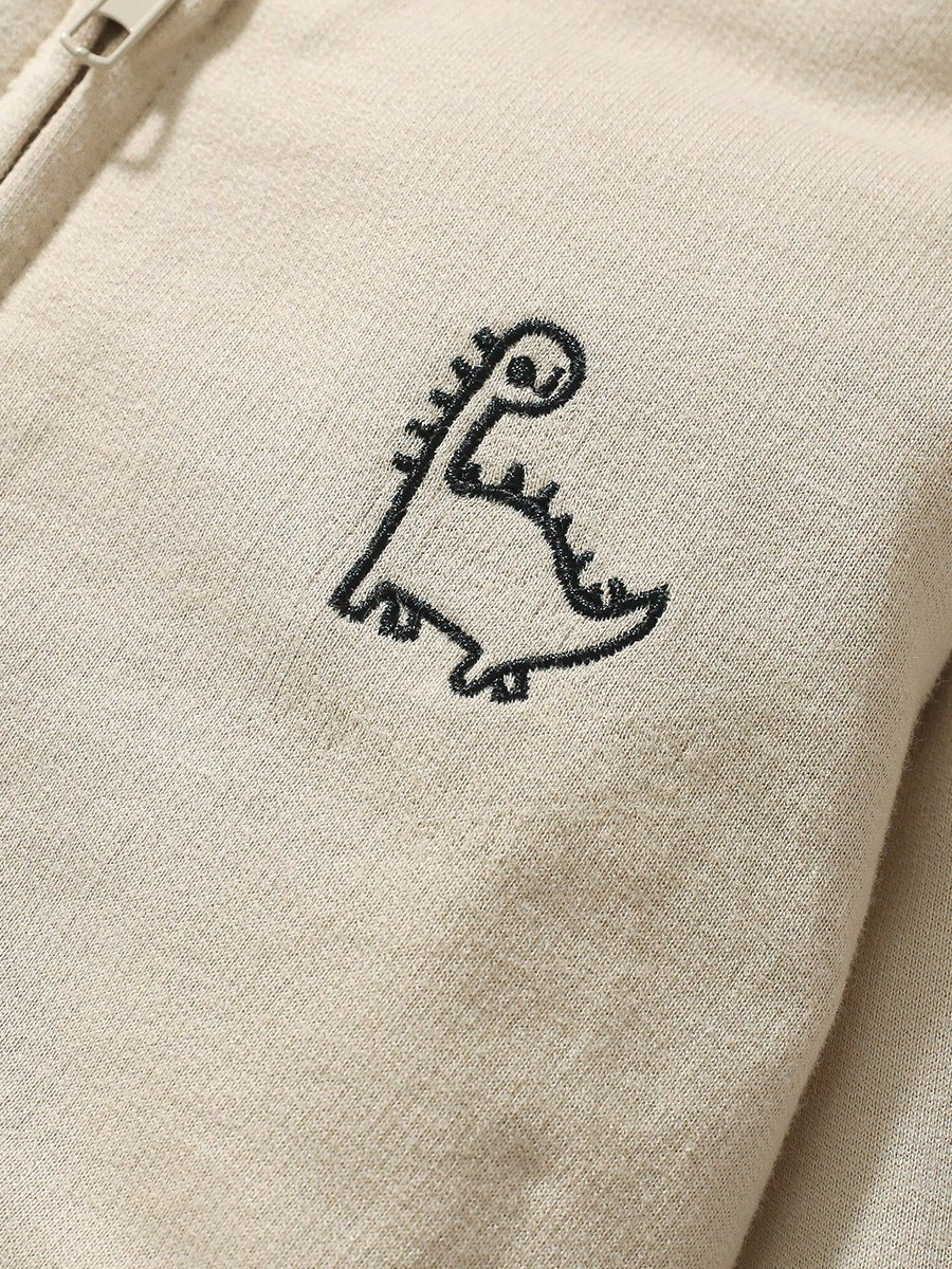 High Quality Spring And Autumn Boys Dinosaur Design Long Sleeves Top Zip - Up Hoodie And Pants Clothing Set - Polendo Design