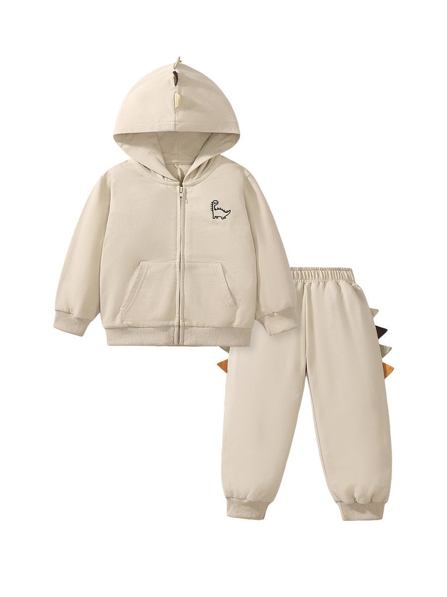 High Quality Spring And Autumn Boys Dinosaur Design Long Sleeves Top Zip - Up Hoodie And Pants Clothing Set - Polendo Design
