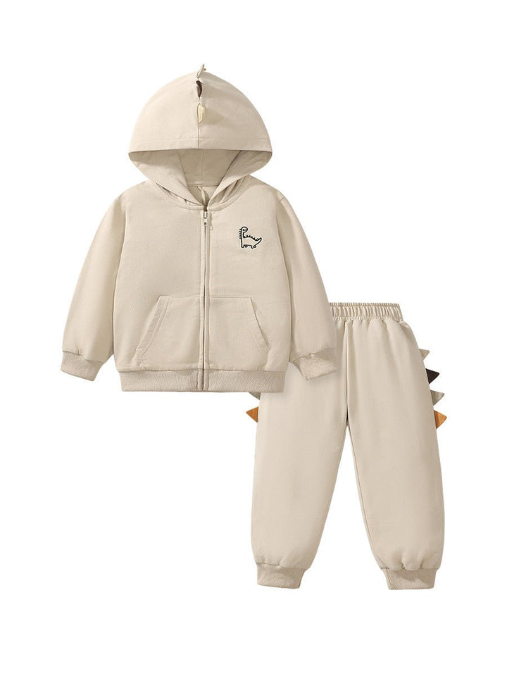 High Quality Spring And Autumn Boys Dinosaur Design Long Sleeves Top Zip - Up Hoodie And Pants Clothing Set - Polendo Design