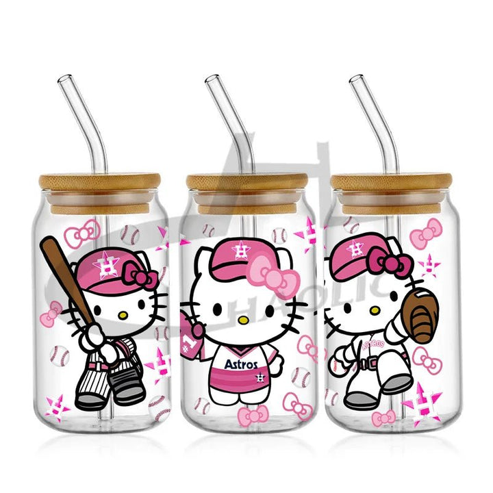 Kawaii Hello Kitty UV DTF Cup Wrap – 16oz Libbey Glass Tumbler Sticker - Polendo Design