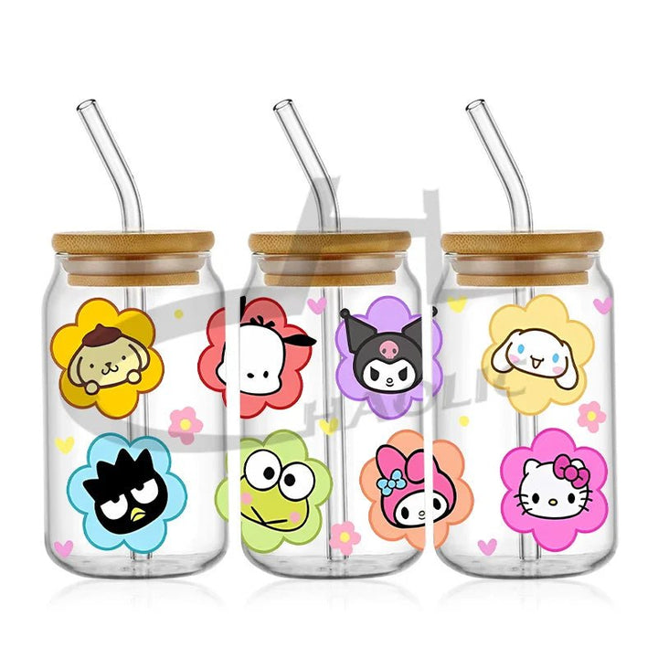 Kawaii Hello Kitty UV DTF Cup Wrap – 16oz Libbey Glass Tumbler Sticker - Polendo Design