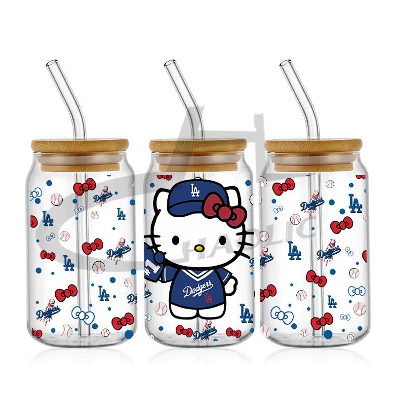 Kawaii Hello Kitty UV DTF Cup Wrap – 16oz Libbey Glass Tumbler Sticker - Polendo Design