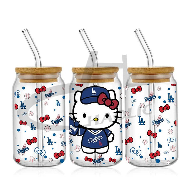 Kawaii Hello Kitty UV DTF Cup Wrap – 16oz Libbey Glass Tumbler Sticker - Polendo Design