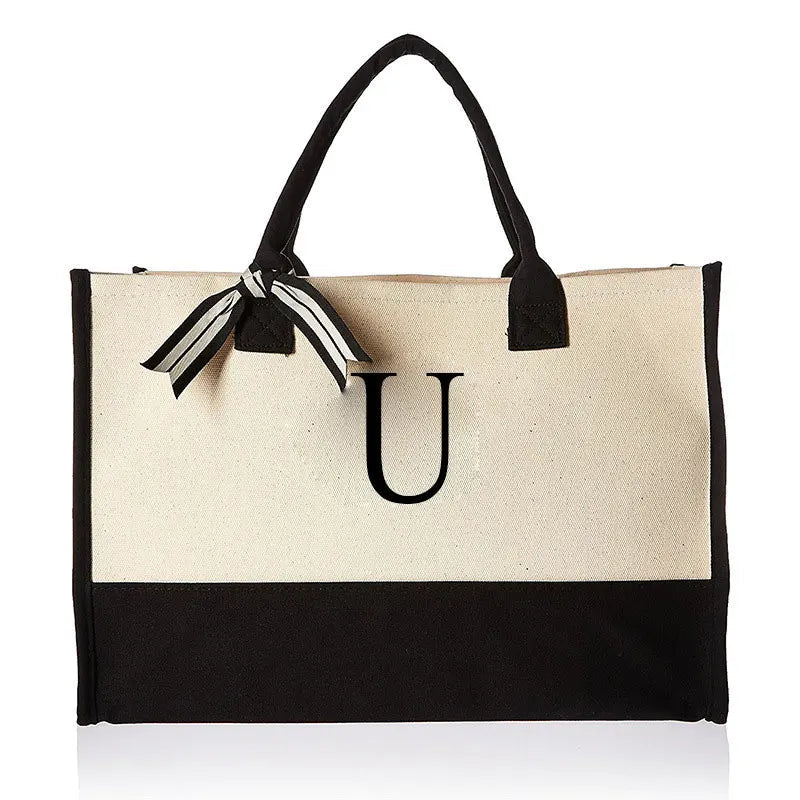 Letter & Flower Fashion Canvas Tote Bag for Women - Polendo DesignBags & Luggage - Women's Bags