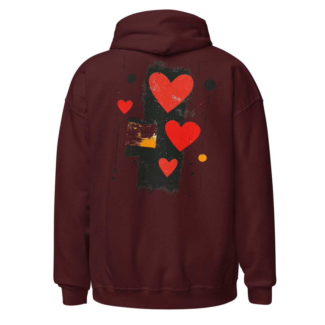 Love in Contrast Unisex Heart Hoodie - Polendo Design unisex heart hoodie