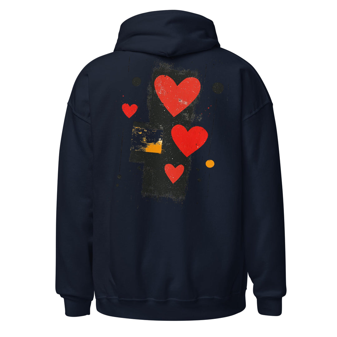 Love in Contrast Unisex Heart Hoodie - Polendo Design unisex heart hoodie