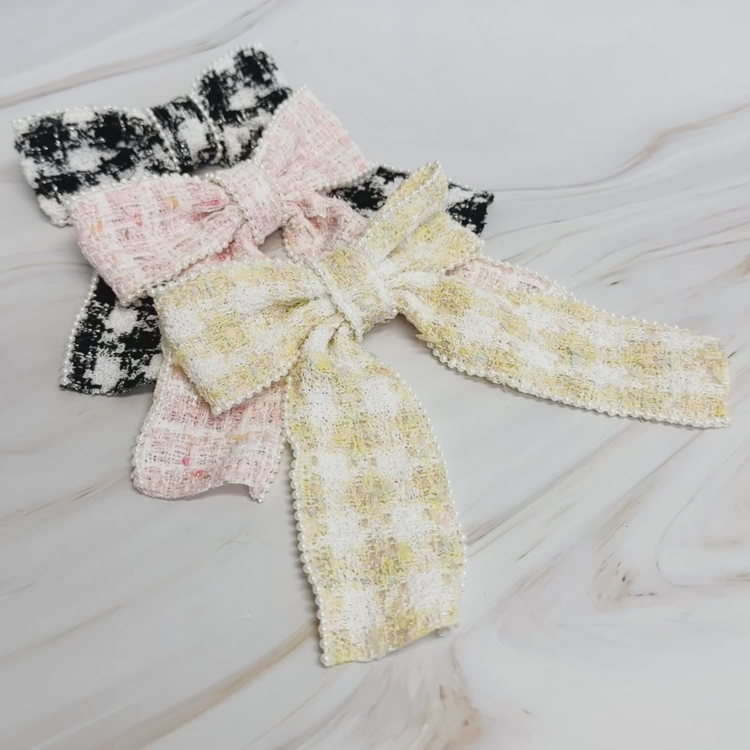 Luxury Soft Tweed Bow Hair Accessory - Polendo Design