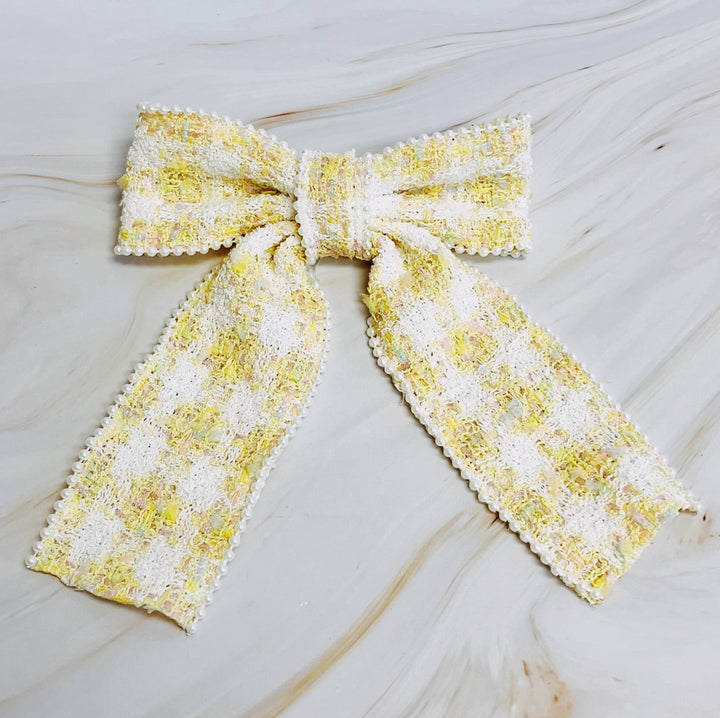 Luxury Soft Tweed Bow Hair Accessory - Polendo Design
