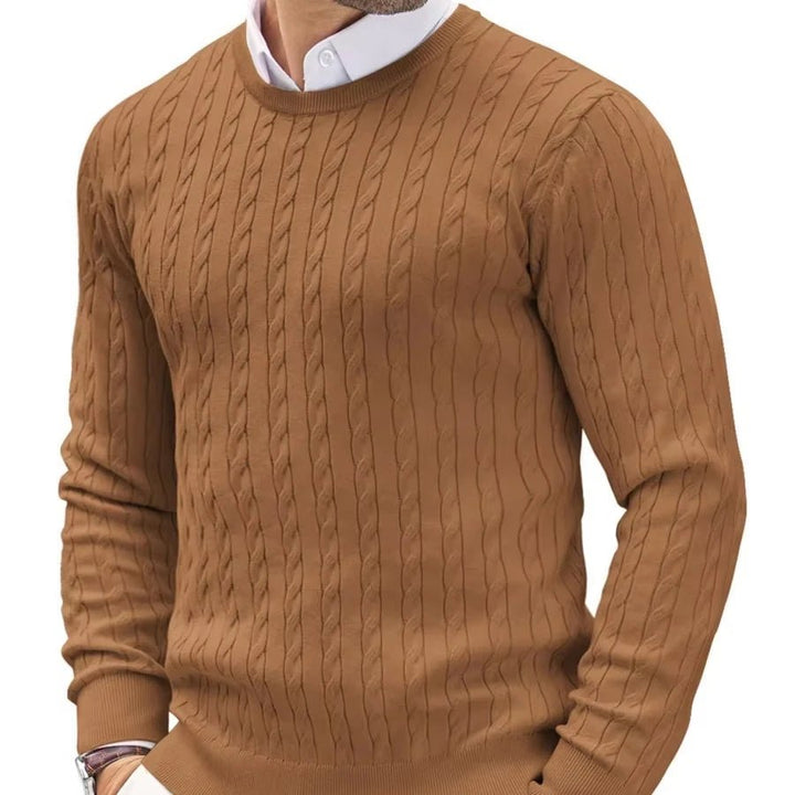 Men Classic Cotton Cable Knit Crew Neck Sweater - Polendo DesignKnitted sweater