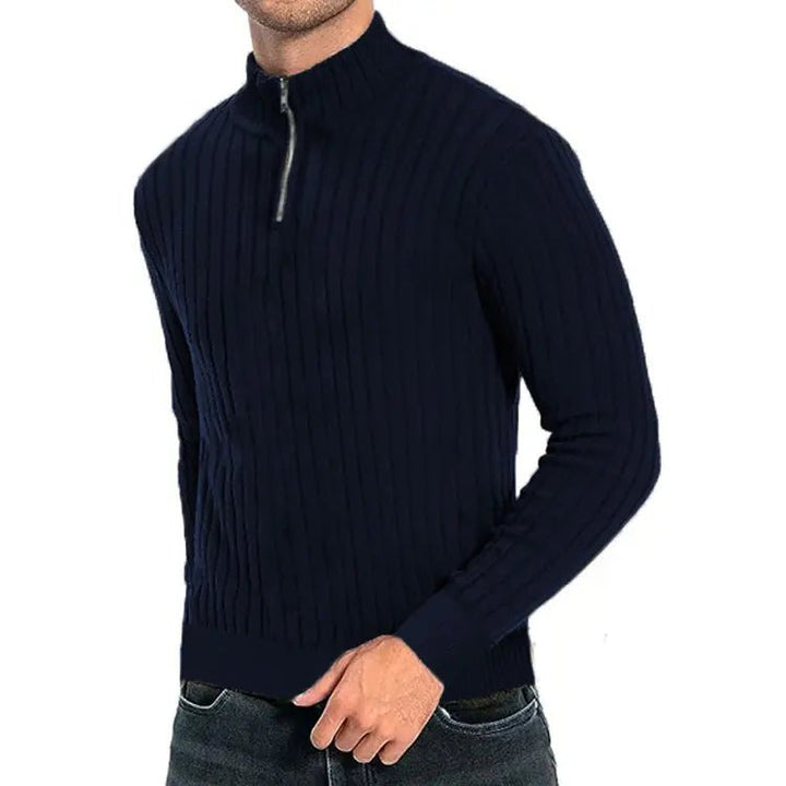 Men's Sweater Semi-Turtleneck Zipper - Polendo Design sweater