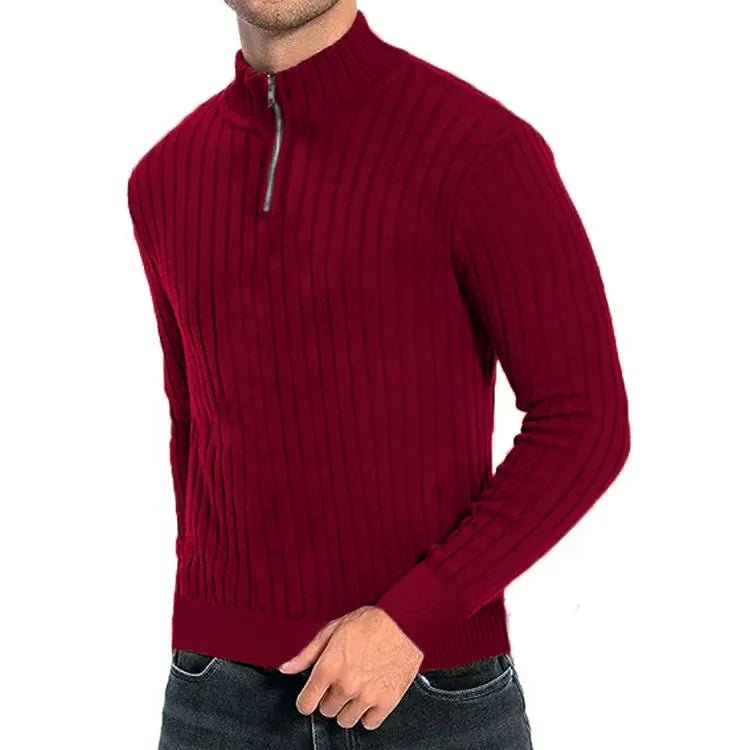 Men's Sweater Semi-Turtleneck Zipper - Polendo Design sweater