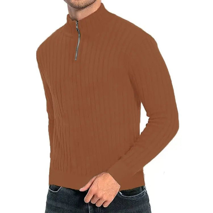 Men's Sweater Semi-Turtleneck Zipper - Polendo Design sweater