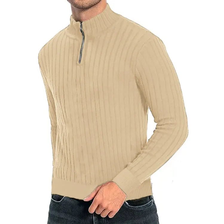 Men's Sweater Semi-Turtleneck Zipper - Polendo Design sweater