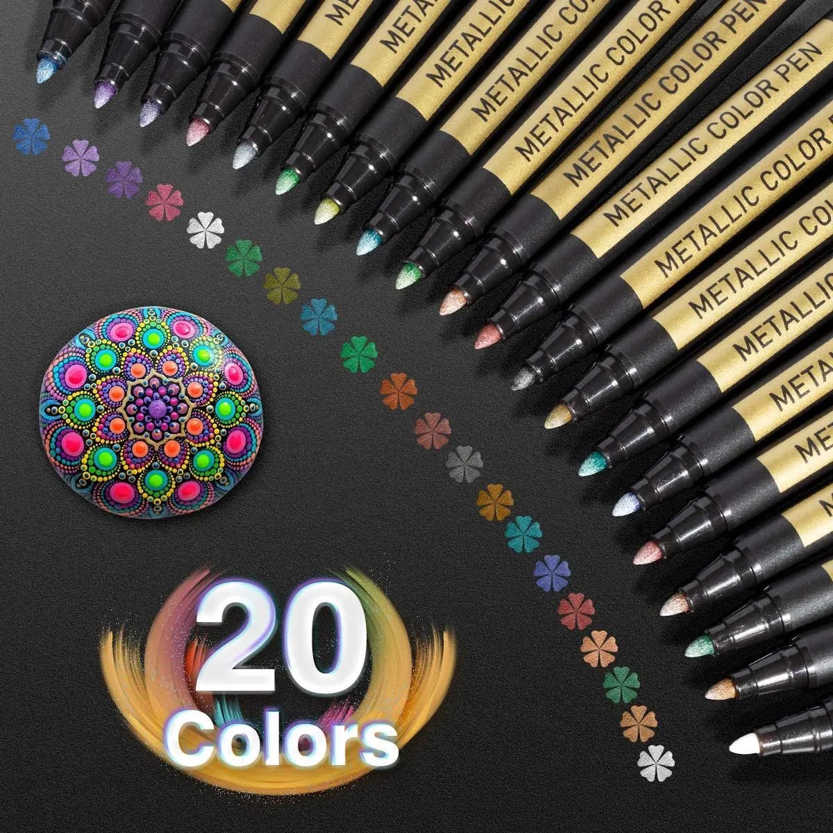 Metallic Paint Marker Set – 10 or 20 Color Permanent Pens - Polendo Design metallic paint marker set