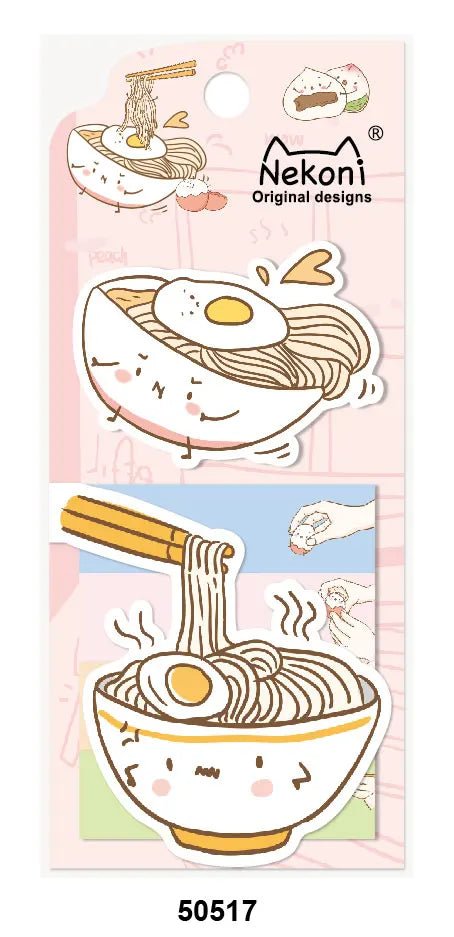 Nekoni Cute Self - Stick Memo Notes – Kawaii Food Index Bookmarks & Sticky Pad - Polendo Design