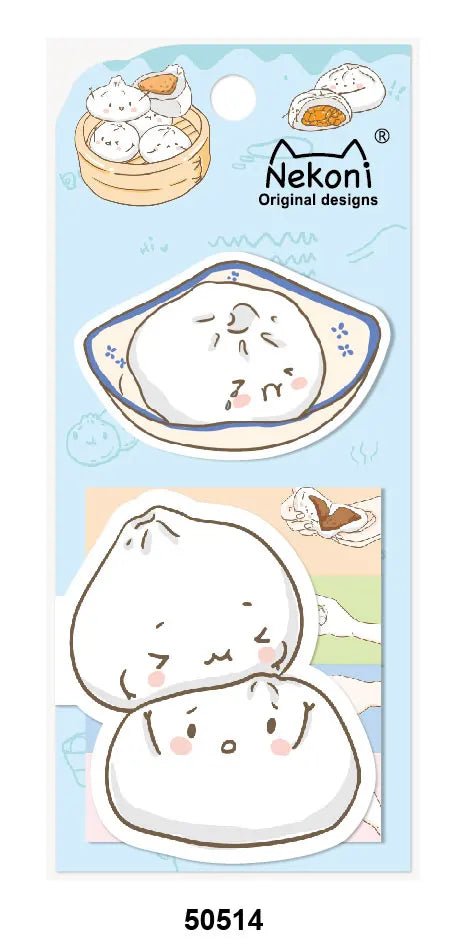 Nekoni Cute Self - Stick Memo Notes – Kawaii Food Index Bookmarks & Sticky Pad - Polendo Design