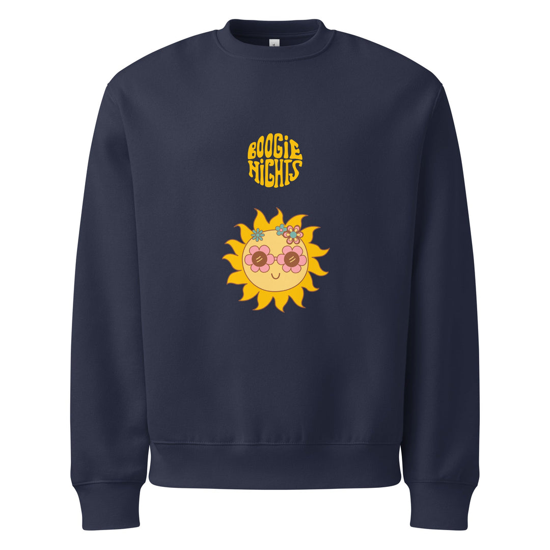 Minimal Comfort Sweatshirt – Soft Fleece, Sunny Boogie Nights — Purple