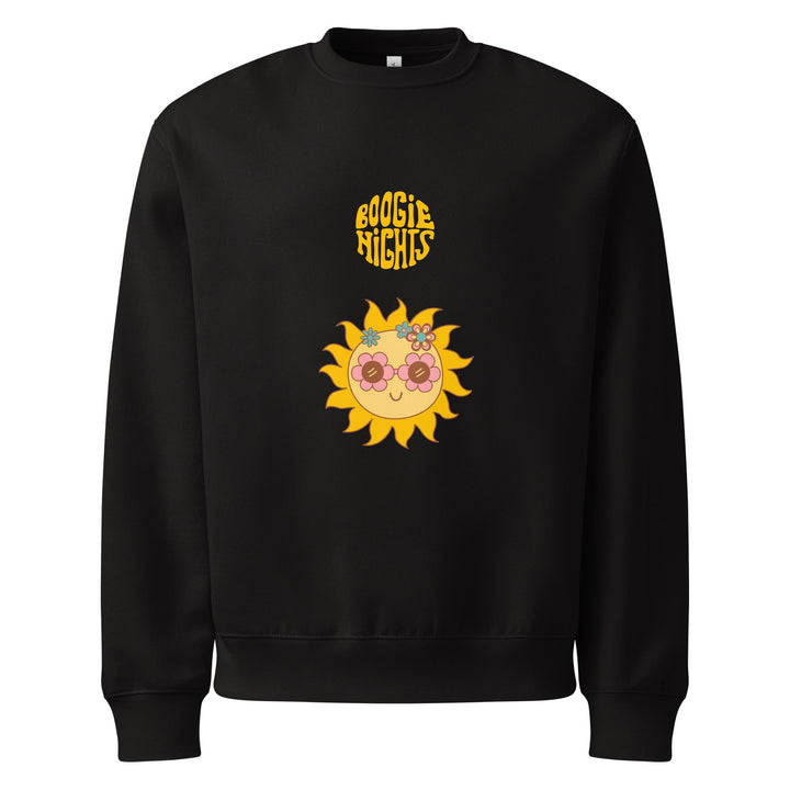 Minimal Comfort Sweatshirt – Soft Fleece, Sunny Boogie Nights — Black
