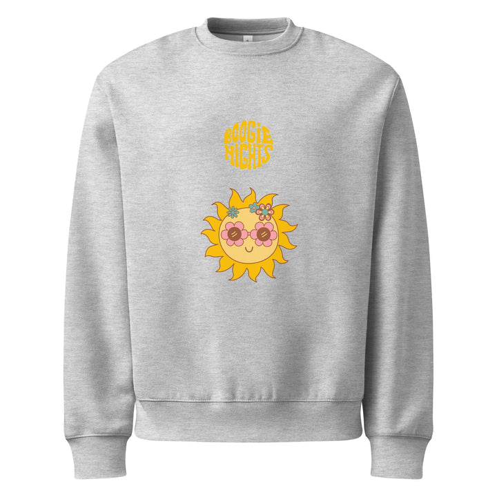 Minimal Comfort Sweatshirt – Soft Fleece, Sunny Boogie Nights — Light Grey