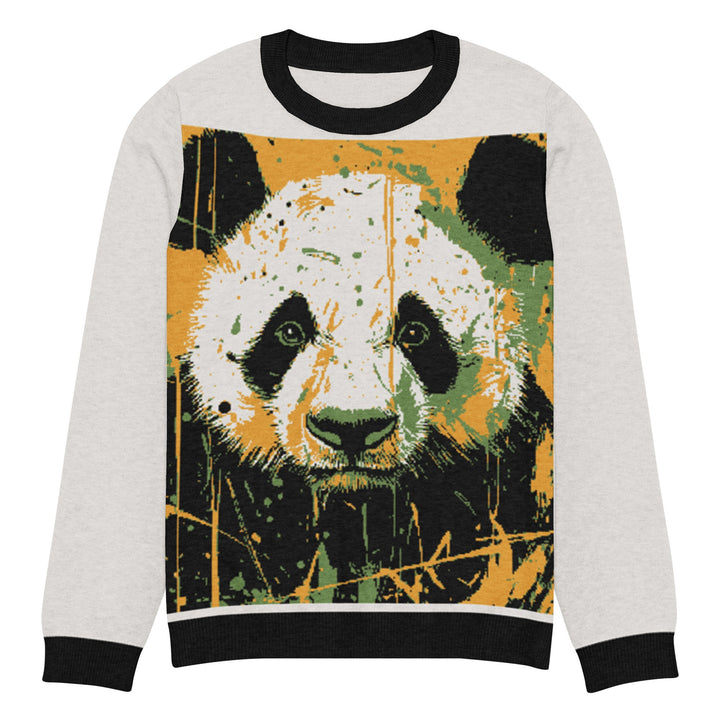 "Happy Panda" Knitted crew neck sweater - Polendo Design Knitted crew neck sweater
