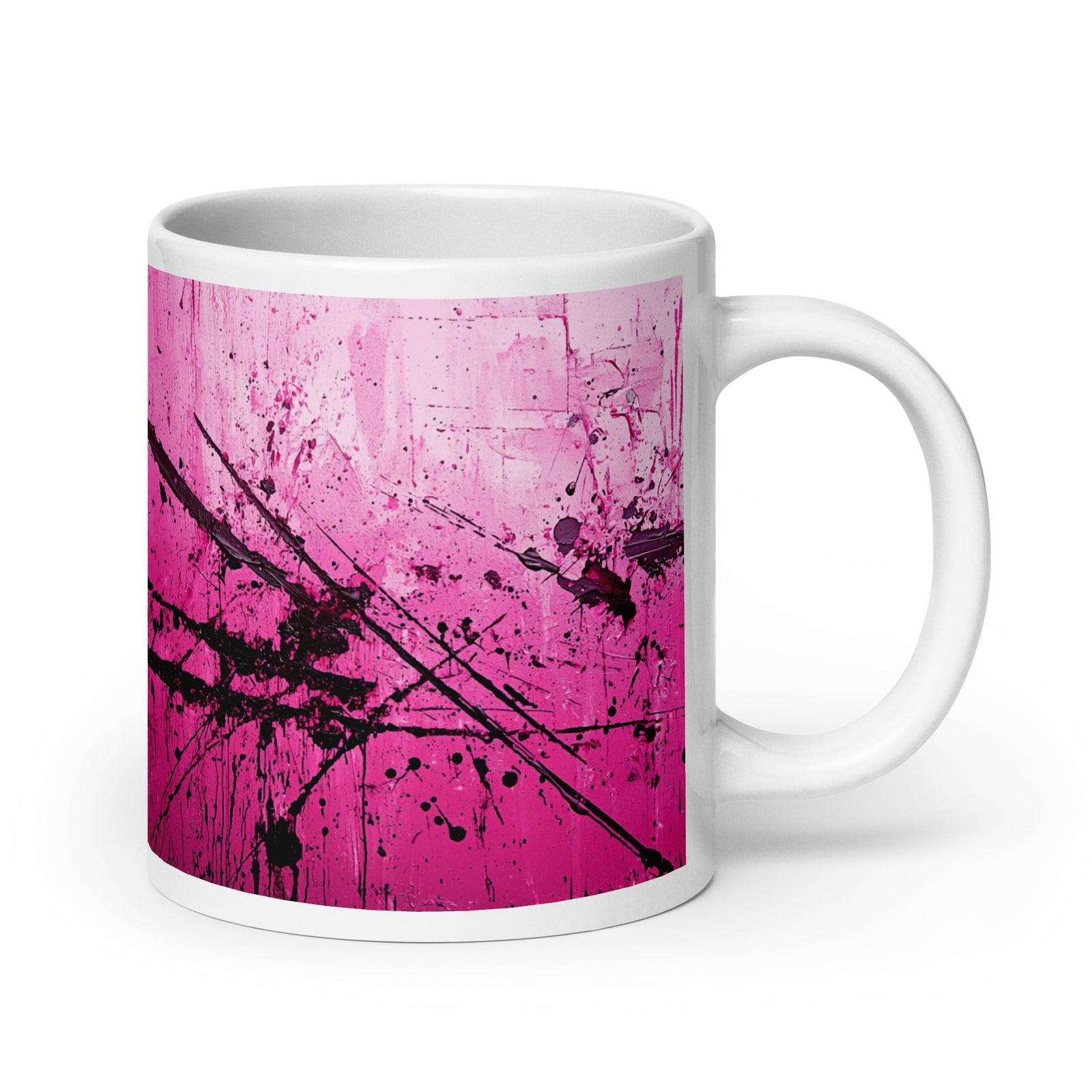 Pink Noise Abstract White Glossy Mug - Polendo Design