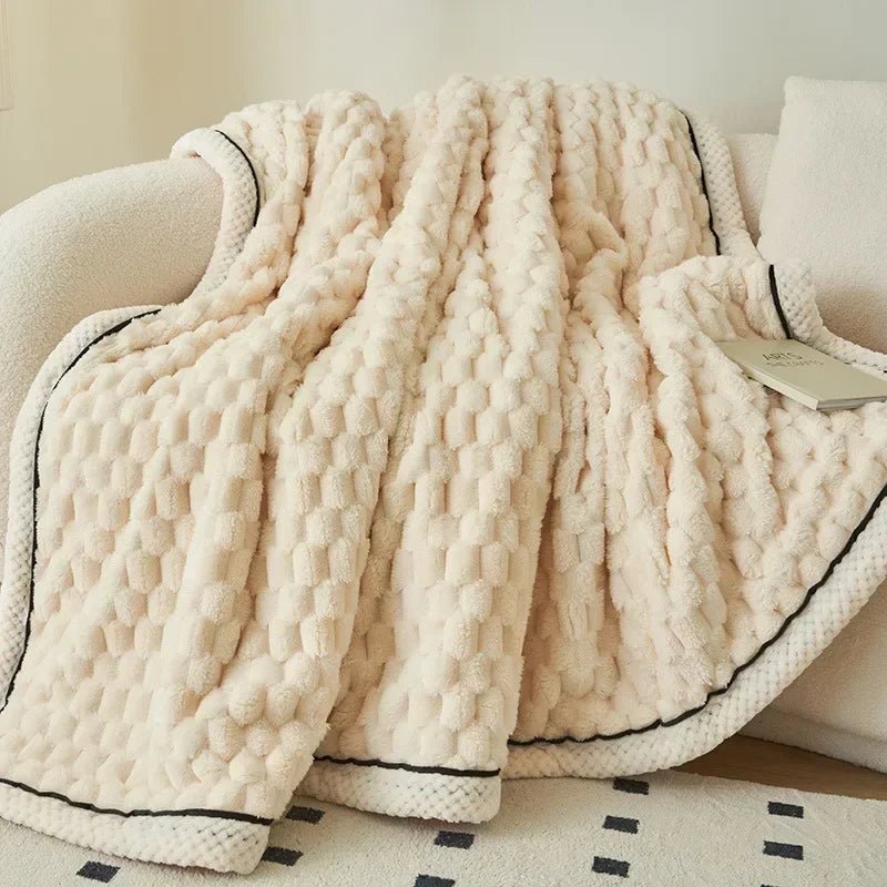 Plaid Coral Fleece Warm Blanket - Polendo Design