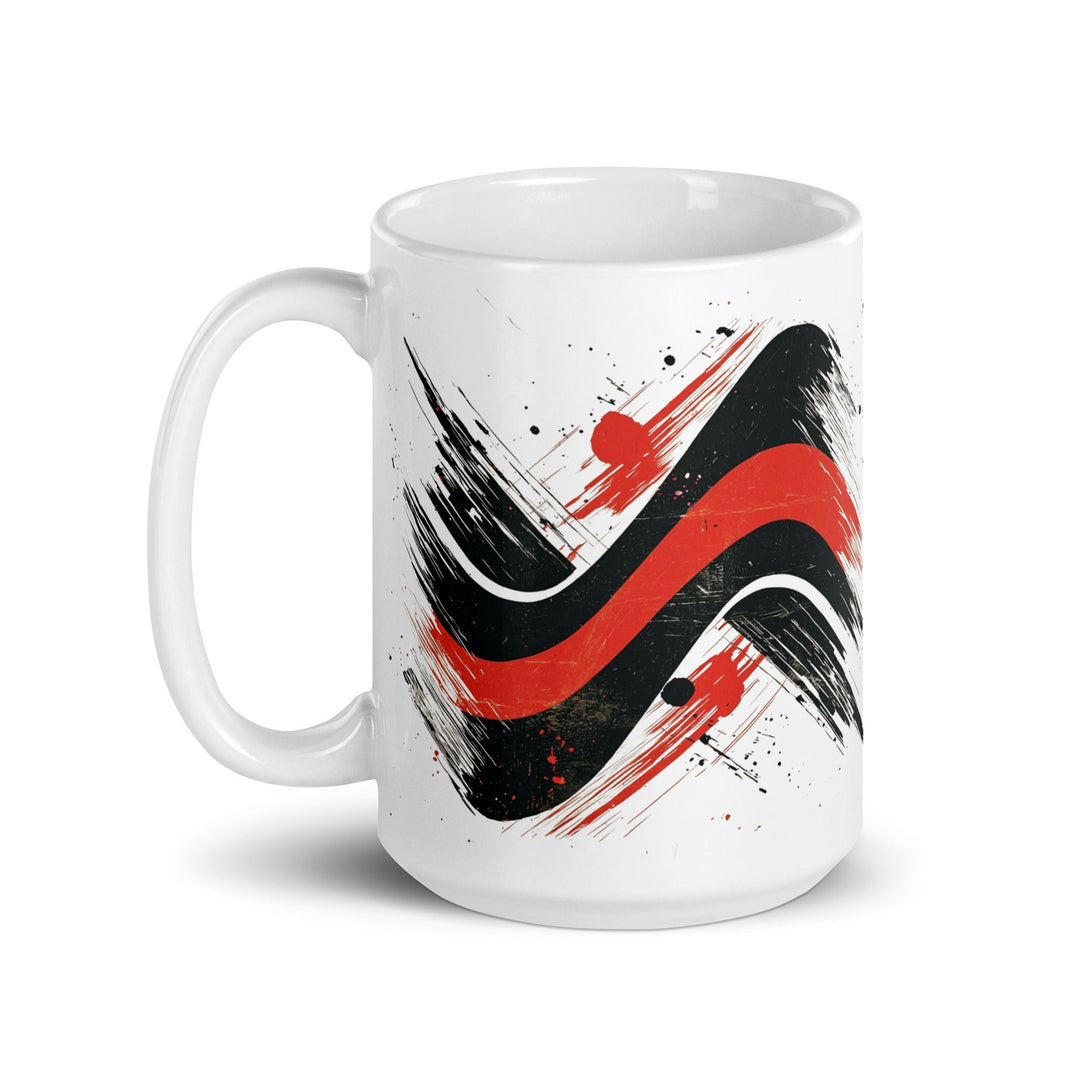 "Red Line Motion" White glossy mug - Polendo Design Mugs-Drinkware
