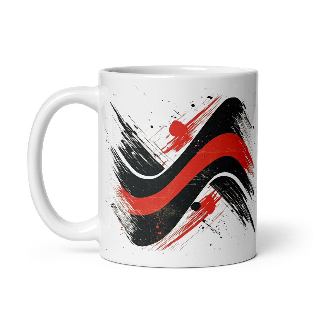 "Red Line Motion" White glossy mug - Polendo Design Mugs-Drinkware