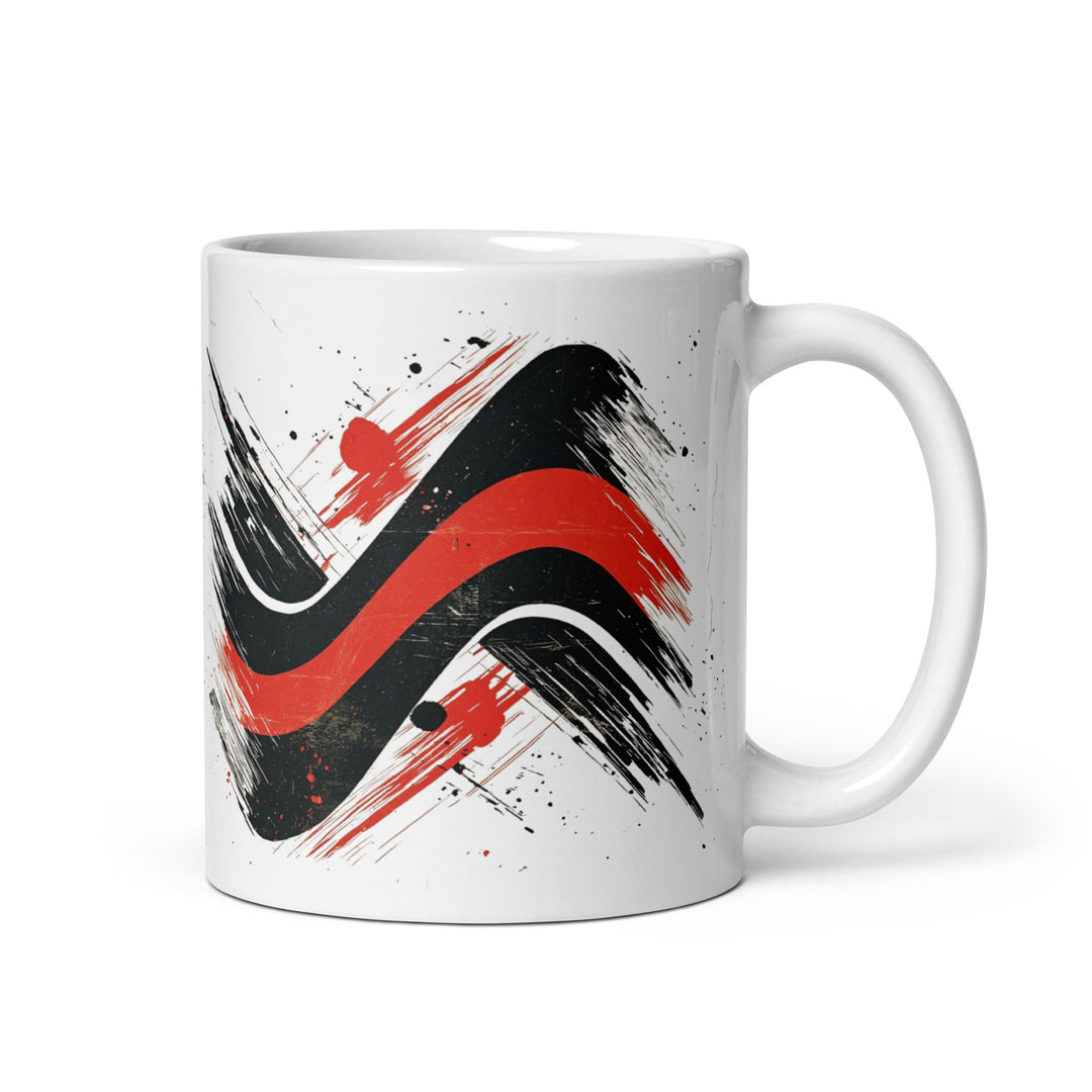 "Red Line Motion" White glossy mug - Polendo Design Mugs-Drinkware