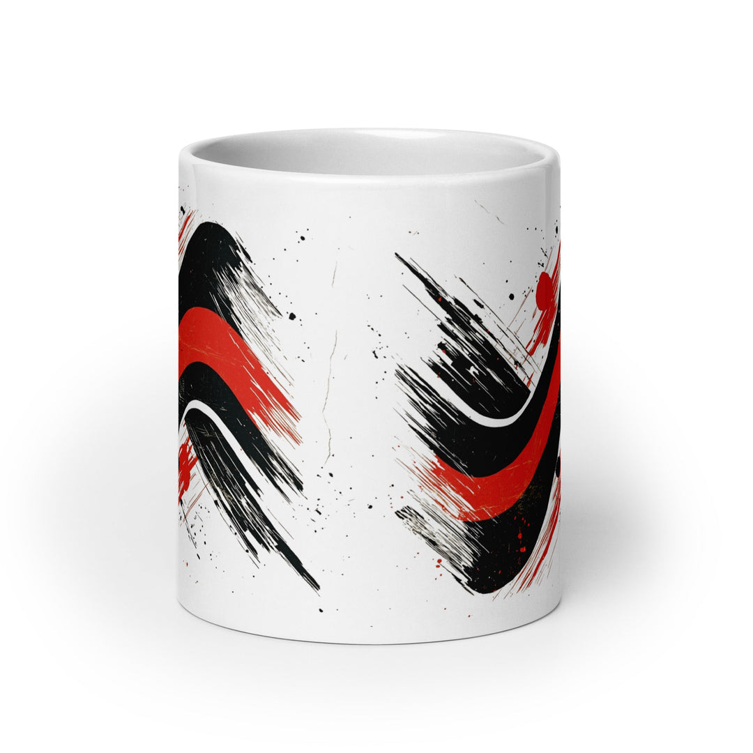"Red Line Motion" White glossy mug - Polendo Design Mugs-Drinkware