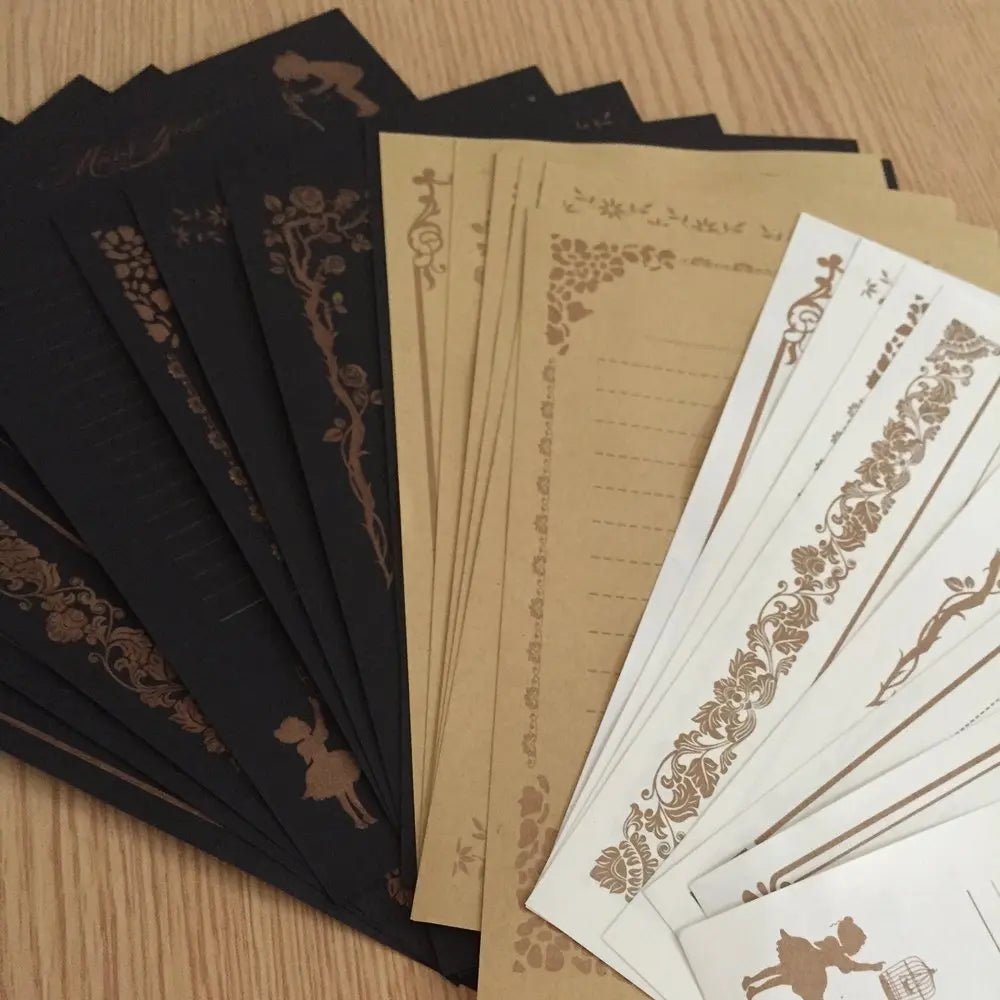 Retro Lace Writing Paper Set – 24 Sheets, 3 Styles, 8 Patterns Each - Polendo Design