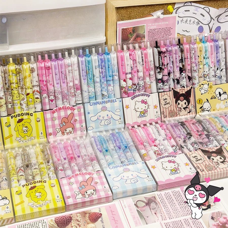 Sanrio 6pcs Series Gel Pen 0.55mm Hello Kitty - Cinnamoroll - Kuromi - Melody - Polendo Design