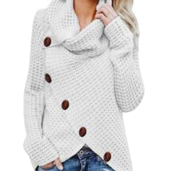 White Cashmere Turtleneck Cardigan for Women - Polendo Design