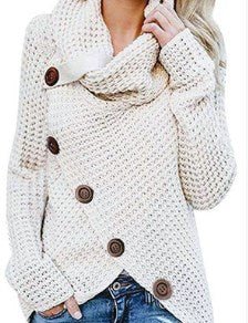 White Cashmere Turtleneck Cardigan for Women - Polendo Design