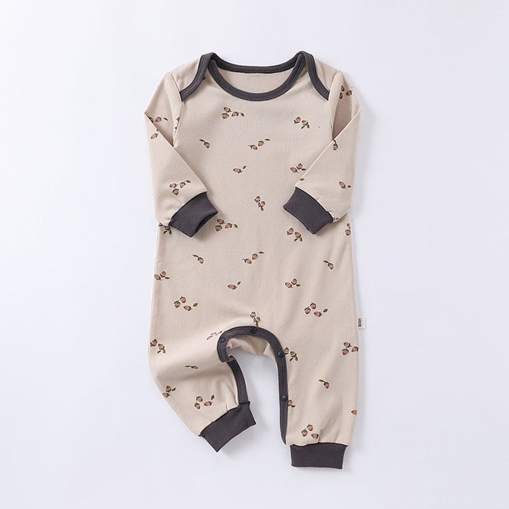 Spring Arrival Hazelnut Print Crew Neck Comfy Rompers - Polendo Design