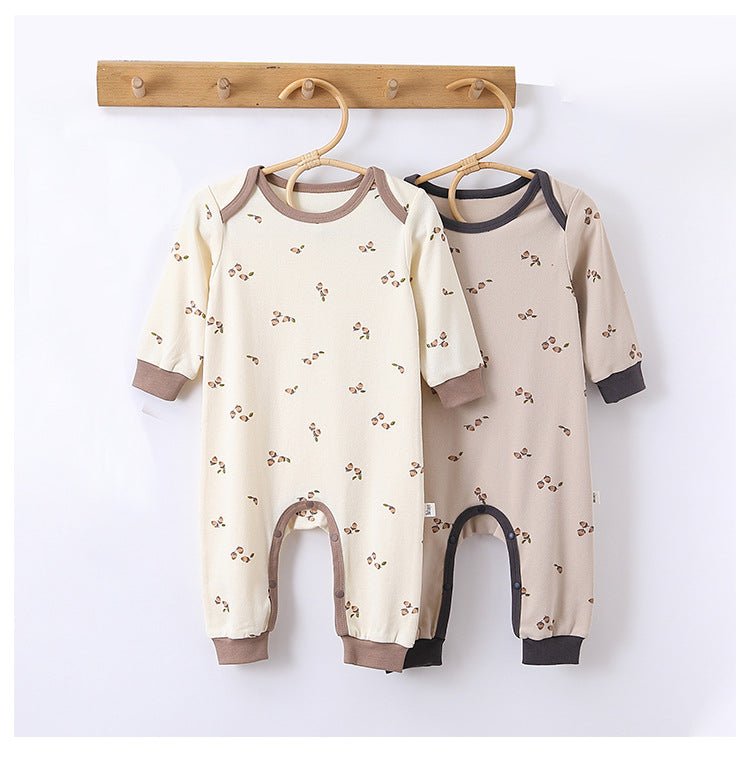 Spring Arrival Hazelnut Print Crew Neck Comfy Rompers - Polendo Design