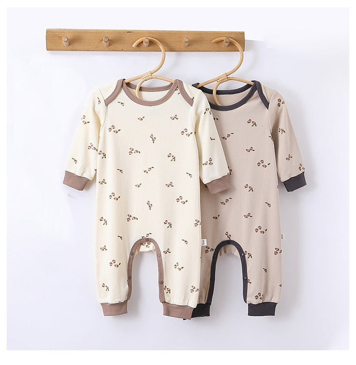 Spring Arrival Hazelnut Print Crew Neck Comfy Rompers - Polendo Design